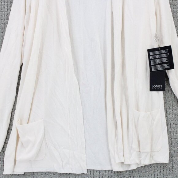 Jones New York Cardigan Womens XL White Solid Open Front Long Sleeve Cotton NWT - Picture 4 of 9